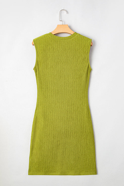Textured Ruched Side Bodycon Tank Dress