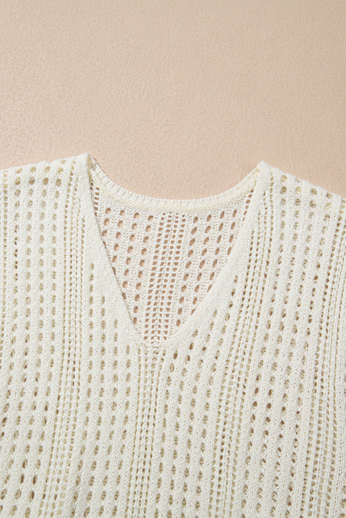 Crochet Open Knit Drawstring Waist Beach Dress